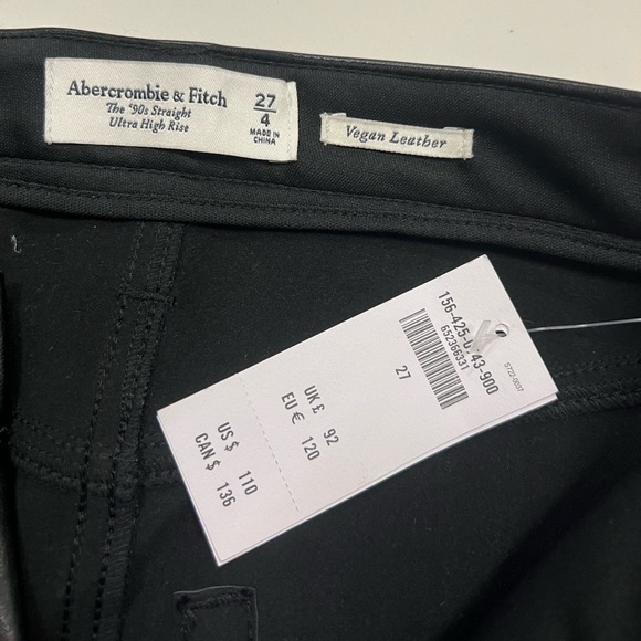 Abercrombie Vegan Leather 90s Straight Ultra High Rise Pants - Picture 4 of 4